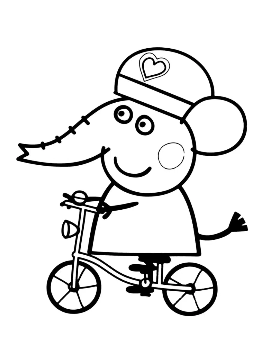 Domuz Peppa Bisiklete Biniyor boyama sayfası