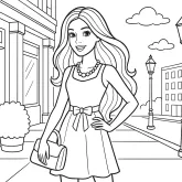 Modacı Barbie Kızı boyama sayfası