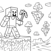 Minecraft Sonsuz Dünyalar ve Steve boyama sayfası