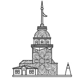 Kız Kulesi Mandala boyama sayfası