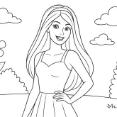 Yaz Bahçesinde Barbie boyama sayfası