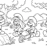 Şirinler Köyünde Mutlu Bir Gün boyama sayfası