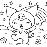 Kuromi ile Gökkuşağı Dansı boyama sayfası