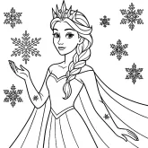 Karlar Kraliçesi Elsa boyama sayfası