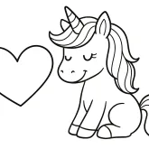 Aşkla Parlayan Unicorn boyama sayfası