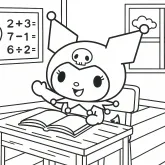 Kuromi Okulda Ders Zamanı boyama sayfası