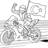 Toprak Razgatlıoğlu Motosiklet Yarışını Kazanıyor boyama sayfası