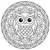 Sevimli Minik Baykuş Mandala boyama sayfası