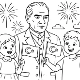 29 Ekim Cumhuriyet Bayramı ve Atatürk boyama sayfası