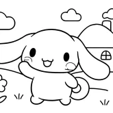 Cinnamoroll Evin Önünde boyama sayfası