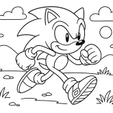Koşan Süper Kirpi Sonic boyama sayfası