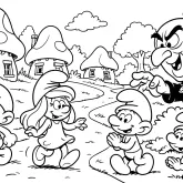 Gargamel Şirinleri Gözetliyor boyama sayfası