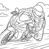 Kawasaki Yarış Motoru boyama sayfası