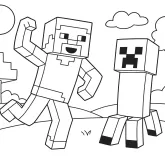 Minecraft Steve ve Creeper Güç Gösterisi boyama sayfası