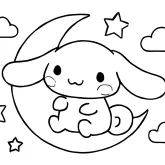 Cinnamoroll Ayın Üzerinde boyama sayfası