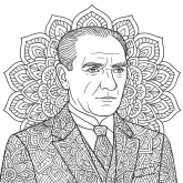 Ulu Önderimiz Mustafa Kemal Atatürk Mandala boyama sayfası