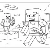 Minecraft Evreninde Gece Avı Başlıyor boyama sayfası