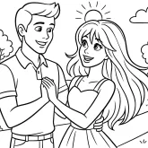 Ken ve Barbie boyama sayfası