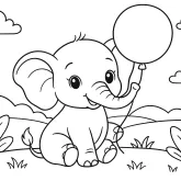 Balon ile Oynayan Fil boyama sayfası