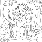 Ormanların En Büyük Kralı Aslan boyama sayfası