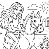 Barbie Atıyla Gezintiye Çıkıyor boyama sayfası