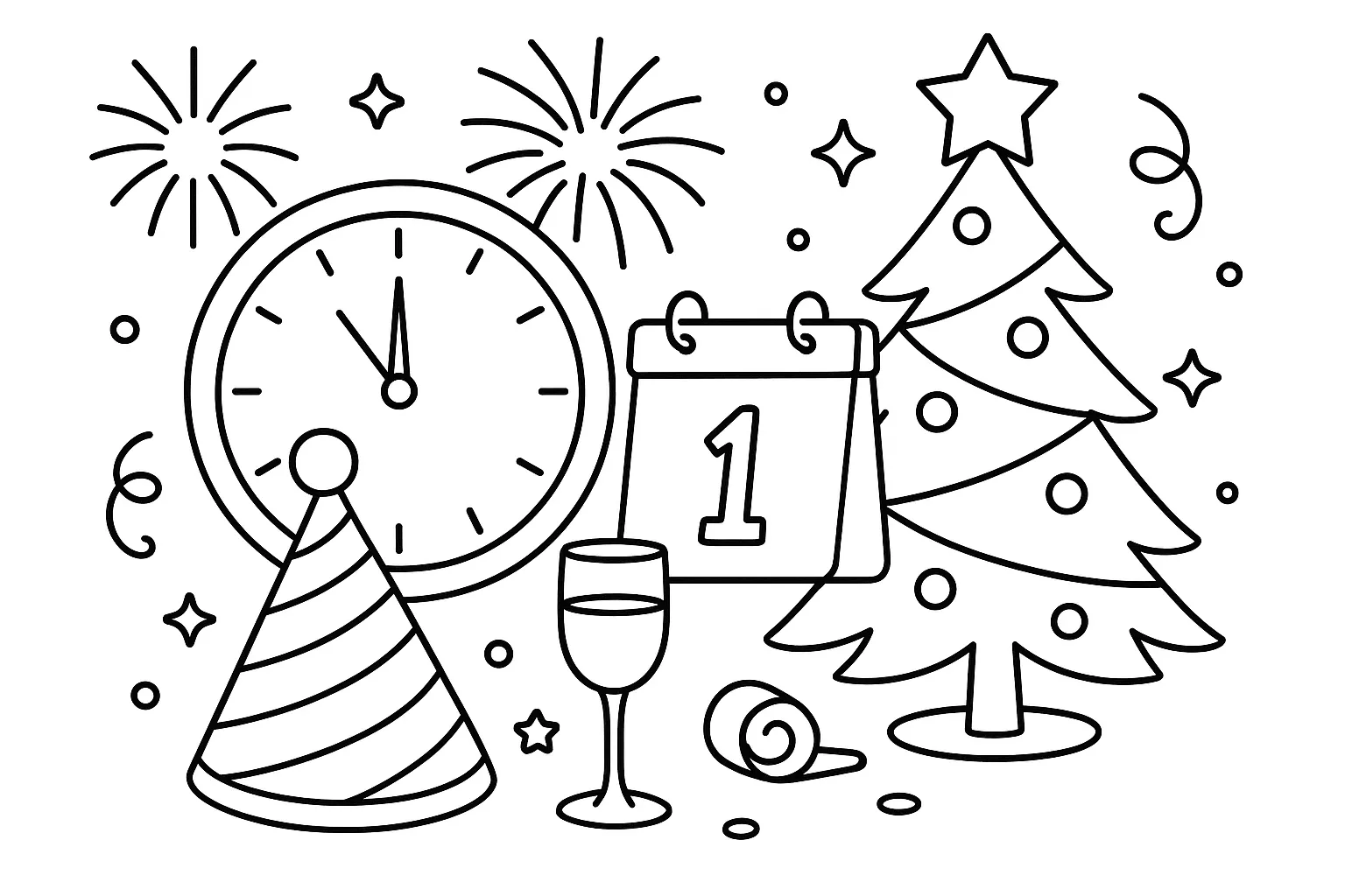 Yeni Yıl Kutlamaları boyama sayfası