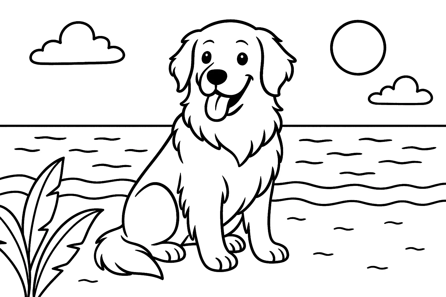 Golden Retriever Köpek boyama sayfası