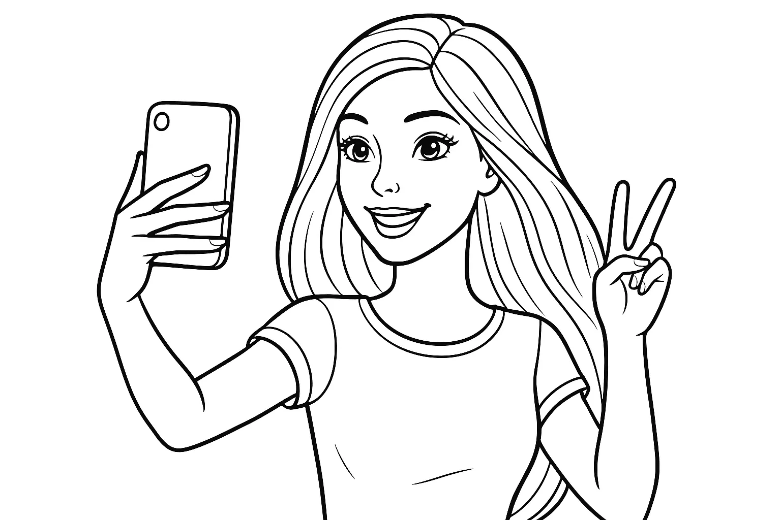 Barbie Selfie Çekiyor boyama sayfası