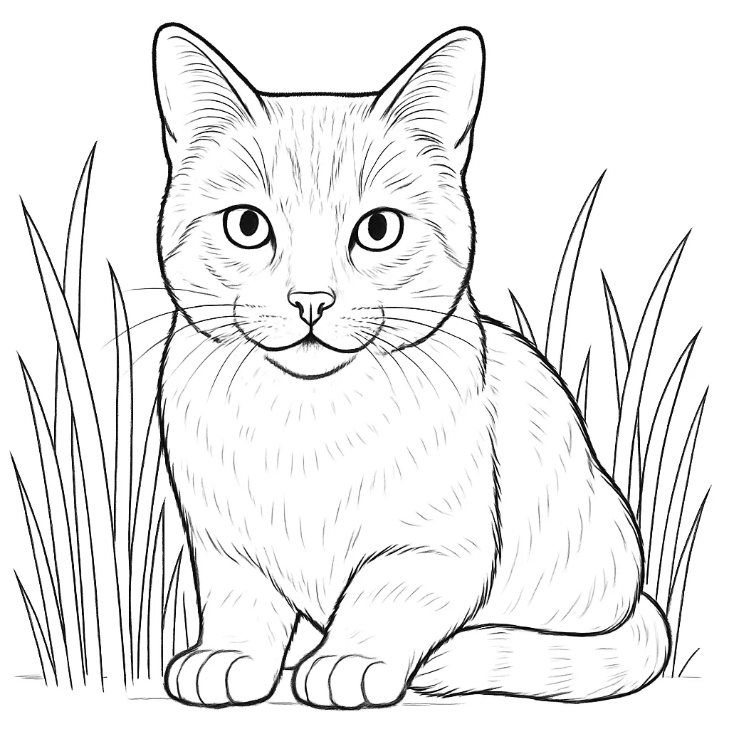 Otların Arasında Kedi boyama sayfası