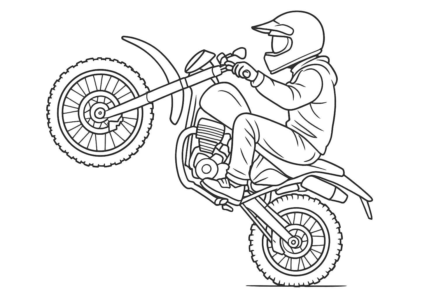 Arazi Motosikleti ile Tek Teker boyama sayfası