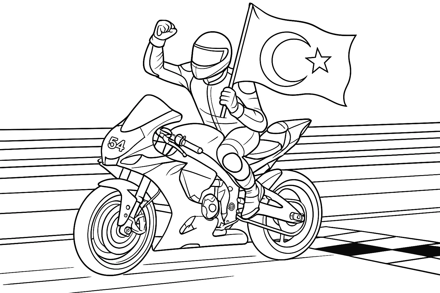 Toprak Razgatlıoğlu Motosiklet Yarışını Kazanıyor boyama sayfası