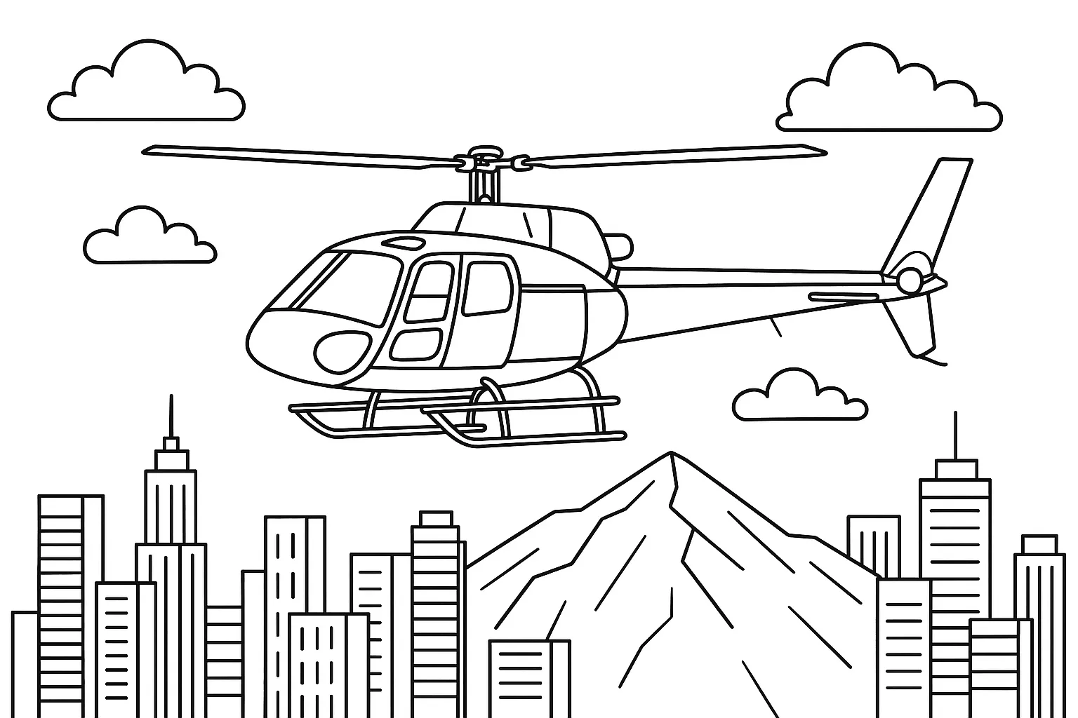 Şehirde Helikopter Manzarası boyama sayfası