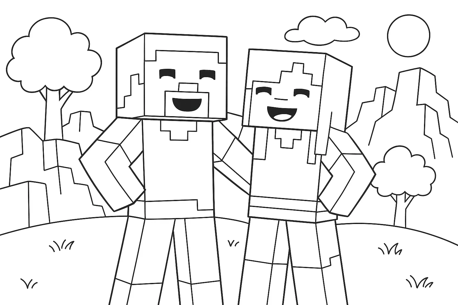 Minecraft En iyi Arkadaşlar boyama sayfası