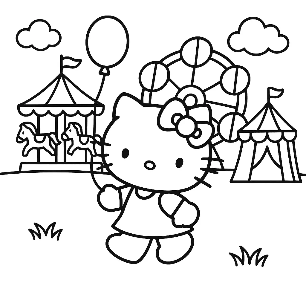 Hello Kitty Lunapark Macerası boyama sayfası
