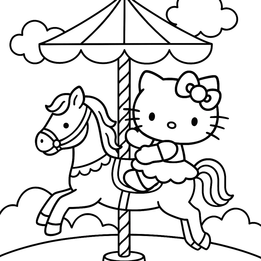 Hello Kitty Atlı Karıncaya Biniyor boyama sayfası