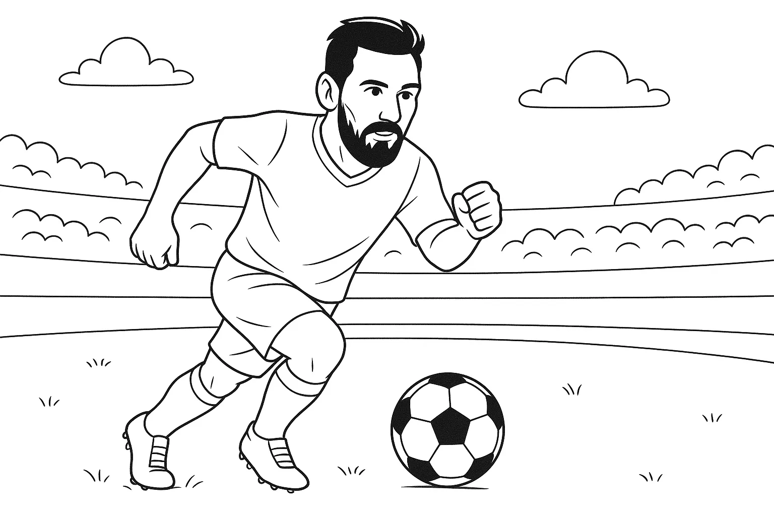 Lionel Messi ve Futbol Topu boyama sayfası
