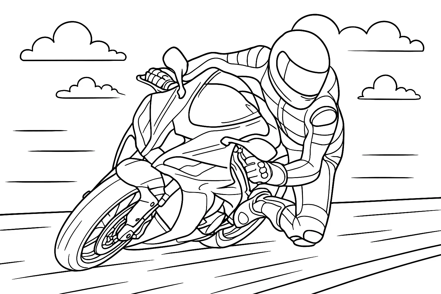 Kawasaki Yarış Motoru boyama sayfası