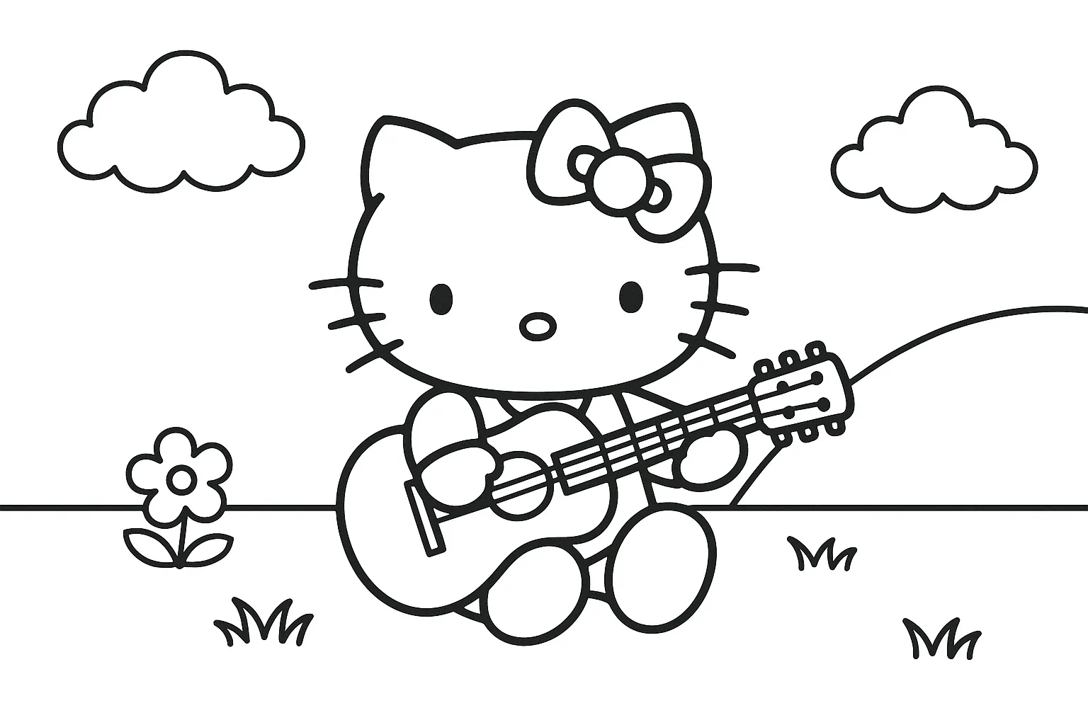 Gitarist Hello Kitty boyama sayfası