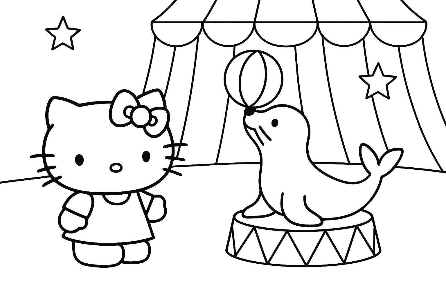 Hello Kitty Sirkte Eğleniyor boyama sayfası