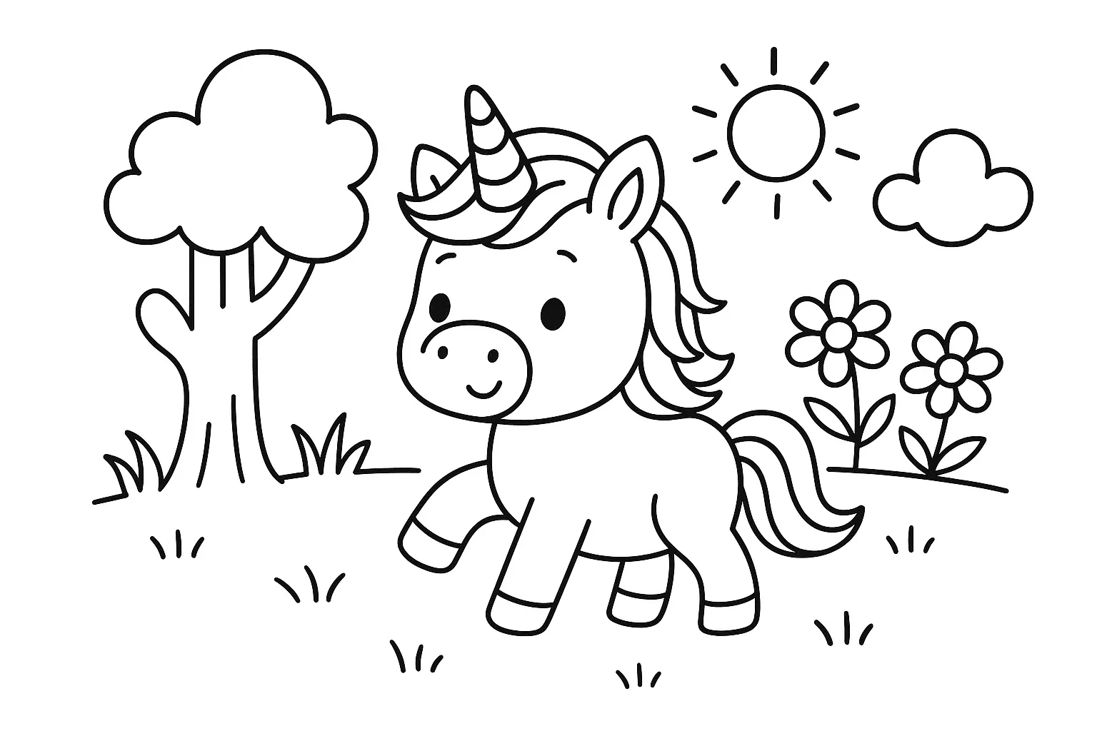 Okul Öncesi Unicorn boyama sayfası
