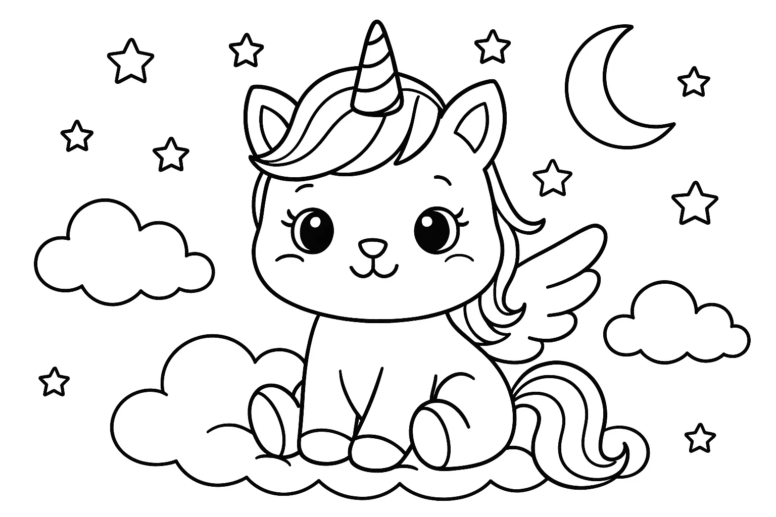Mutlu Bebek Unicorn boyama sayfası