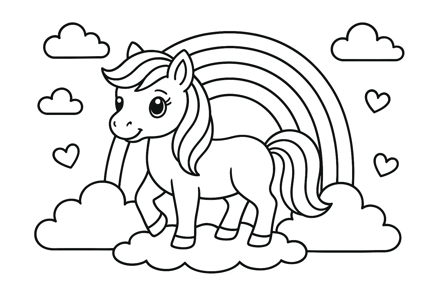 Pony Gökkuşağı boyama sayfası