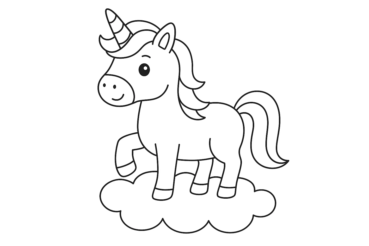 Okul Öncesi Sevimli Unicorn boyama sayfası