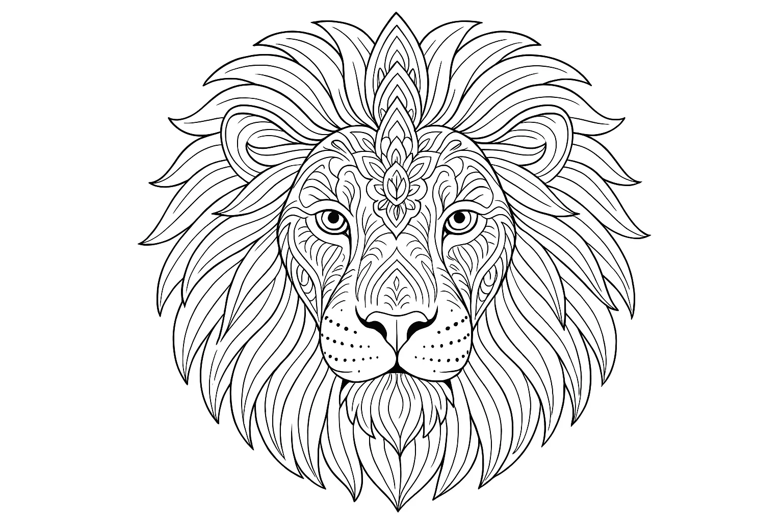 Aslan Kafası Mandala boyama sayfası