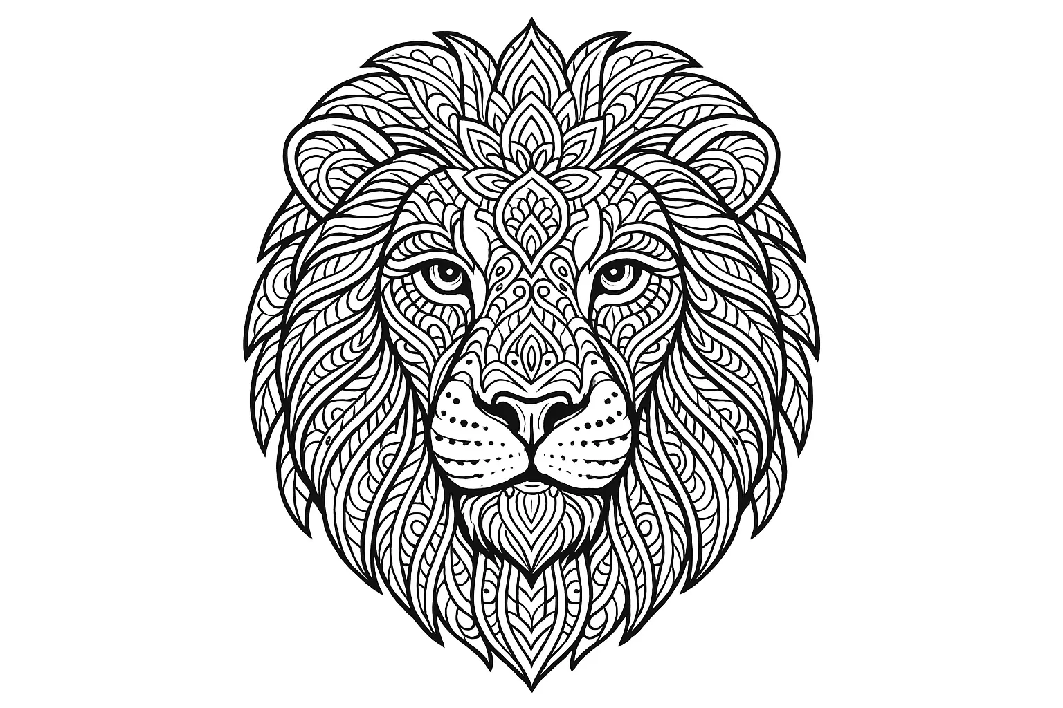 Ormanın Efendisi Aslan Mandala boyama sayfası