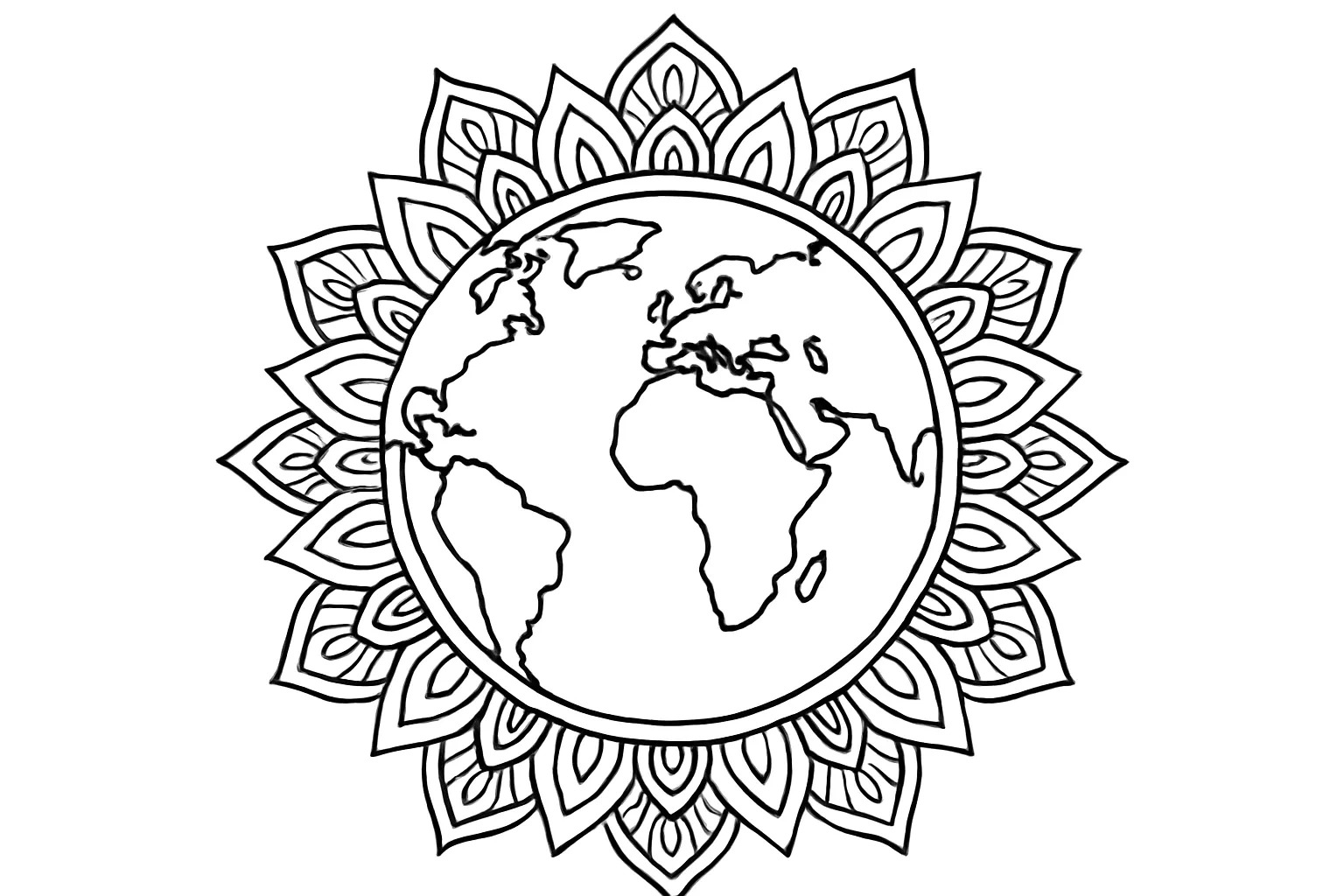 Dünya Mandala boyama sayfası