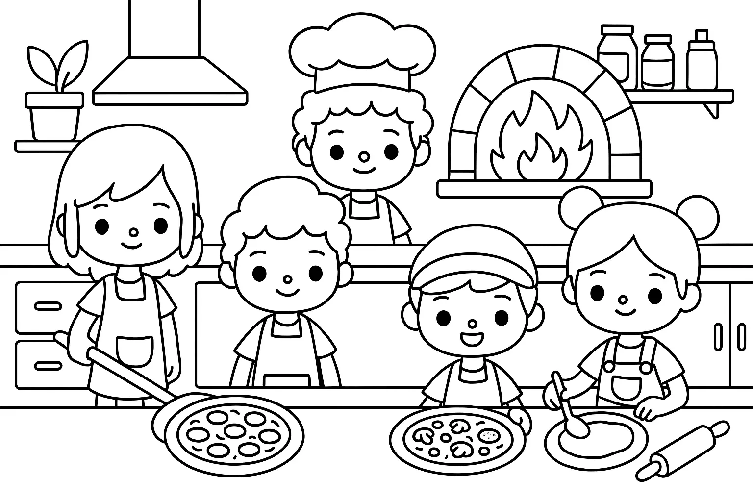 Toca Boca Karakterleri ile Pizza Yapma Oyunu boyama sayfası