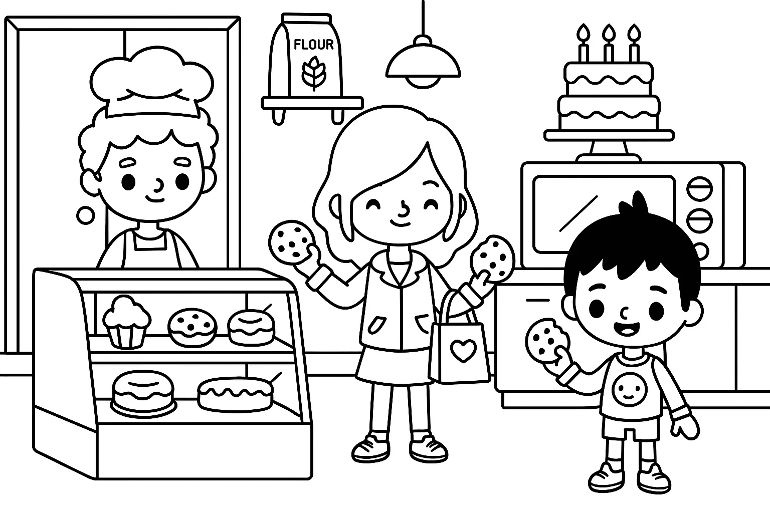 Toca Boca Kurabiye ve Pasta Dükkanı boyama sayfası