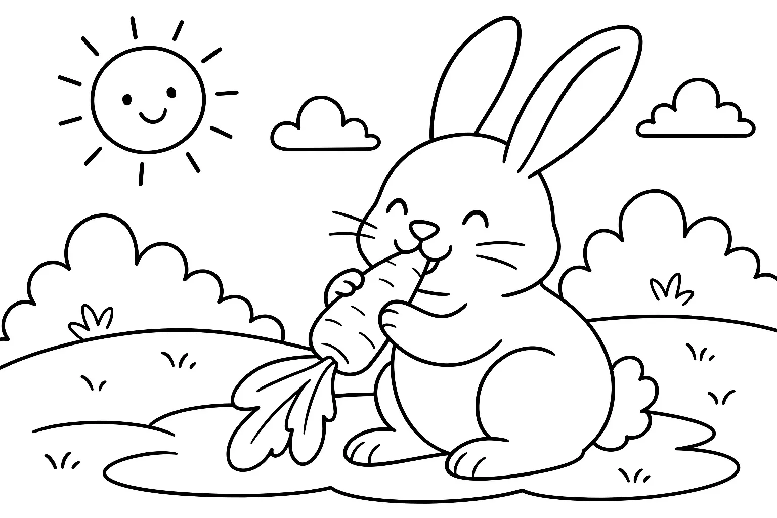 Tombul Tavşan ve Havuç boyama sayfası