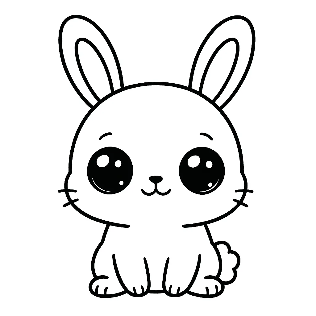 Kawaii Stilinde Tavşan boyama sayfası